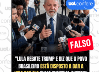 Lula não disse que brasileiros 'dariam vida por ele' em guerra com EUA