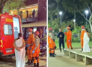 Mulher fica pelada para tomar banho em chafariz de praça em Cáceres