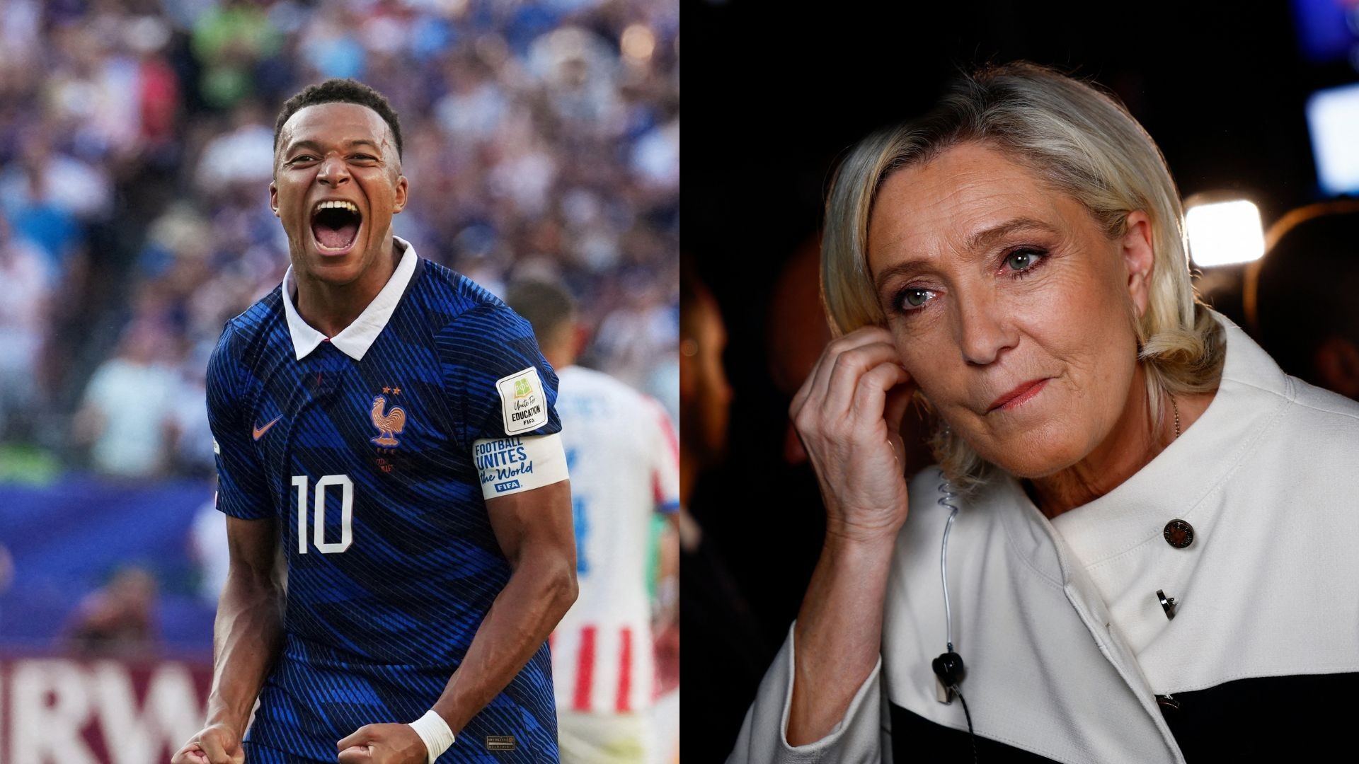Quando os 'Les Bleus', de Mbappé, e a extrema direita francesa, de Marine Le Pen, se confrontam