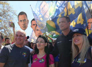 Coronel Assis faz adesivaço de 800 veículos com Abílio e Samantha em Cuiabá