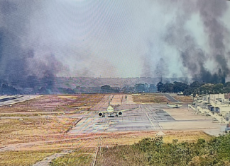 Pousos e decolagens não sofrem alterações no Aeroporto Marechal Rondon após incêndio de grandes proporções em vegetação